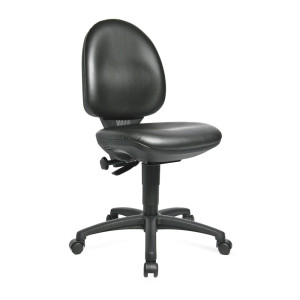 Krzesło robocze obrotowe Topstar® Tec 50, ekoskóra, wysokość siedziska 590-840 mm, ślizgacze, podpórka pierścieniowa, kolor czarny
