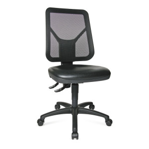 Krzesło robocze obrotowe Topstar® Tec 80 PK, wysokość siedziska 410-530 mm, oparcie siatkowe, kółka, kolor czarny