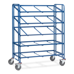Wózek piętrowy na pojemniki euro fetra®, otwarta rama, udźwig 300 kg, 5 poziomów o wymiarach 1 240 × 610 mm