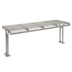 Stół z kraty drucianej Ergolax, wys. x szer. x gł. 780 x 1958 x 780 mm, z mocowaniem kołnierzowym, szary aluminiowy