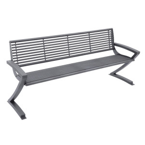 Ławka Zooro ze stali, ocynkowana i malowana proszkowo, czarny głęboki, szary aluminiowy