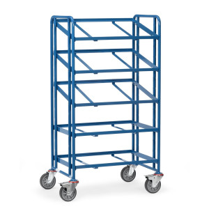 Wózek piętrowy na pojemniki euro fetra®, otwarta rama, udźwig 300 kg, 5 x piętro o wymiarach 820 × 610 mm