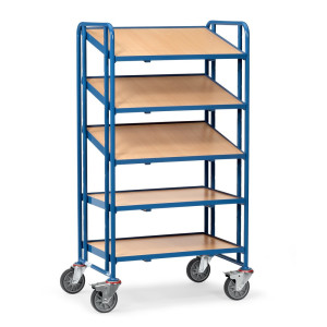Wózek piętrowy na pojemniki euro fetra®, z poziomami, udźwig 300 kg, 5 x piętro o wymiarach 820 × 610 mm