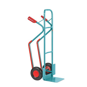 Wózek transportowy Ameise®, stal, z płozami, udźwig 250 kg, półka szer. × gł. 320 × 250 mm, ogumienie pneumatyczne