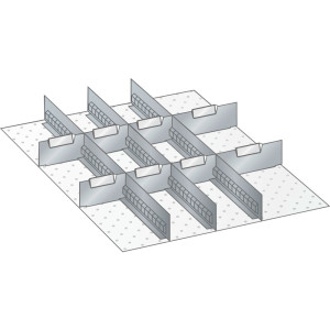 Zestaw ścianek szczelinowych i płyt rozdzielających LISTA 27x36E, (szer. x gł.) 459 x 612 mm, 3 ścianki szczelinowe, 8 płyt rozdzielających, do wysokości przodu 50 mm