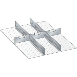 Zestaw ścianek szczelinowych i płyt rozdzielających LISTA 27x36E, (szer. x gł.) 459 x 612 mm, 2 ścianki szczelinowe, 3 płyty rozdzielające, do wysokości przodu 100 mm