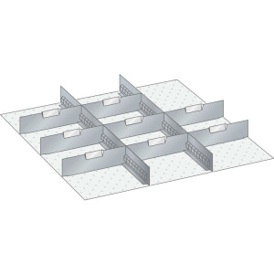 Zestaw ścianek szczelinowych i płyt rozdzielających LISTA 36x36E, (szer. x gł.) 612 x 612 mm, 2 ścianki szczelinowe, 8 płyt rozdzielających, do wysokości przodu 75 mm