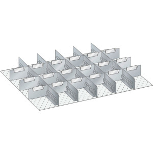 Zestaw ścianek szczelinowych i płyt rozdzielających LISTA 36x27E, (szer. x gł.) 612 x 459, 5 ścianek szczelinowych, 18 płyt rozdzielających, do wysokości przodu 50 mm