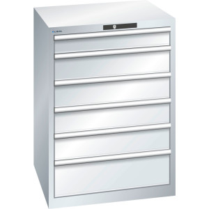 Szafa z szufladami LISTA 36x36E, (szer. x gł. x wys.) 717 x 725 x 1000 mm, 6 szuflad, 1 x 100 / 4 x 150 / 1 x 200, jasnoszary, RFID Lock