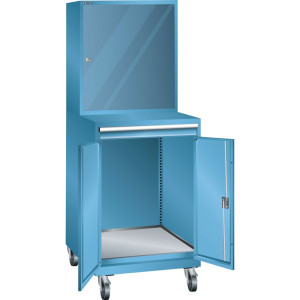 Mobilna szafa komputerowa LISTA 36x36E, (szer. x gł. x wys.) 717 x 725 x 1837 mm, bez listwy z wtyczkami, jasnoniebieska