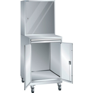 Mobilna szafa komputerowa LISTA 36x36E, (szer. x gł. x wys.) 717 x 725 x 1837 mm, D / Schuko, jasnoszara