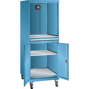 Szafa komputerowa LISTA mobilna LISTA 36x36E, (szer. x gł. x wys.) 717 x 725 x 1762 mm, D / Schuko, jasnoniebieska