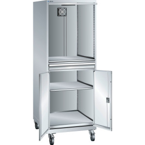 Szafa komputerowa LISTA mobilna 36x36E, (szer. x gł. x wys.) 717 x 725 x 1762 mm, bez listwy z wtyczkami, jasnoszara