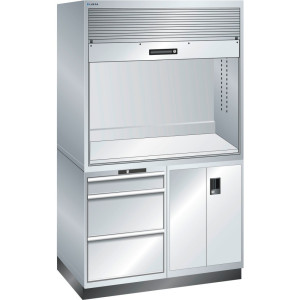 Stacja jakości LISTA 2x36x36E, (szer. x gł. x wys.) 1434 x 725 x 2100 mm, 3 szuflady, D / Schuko, jasnoszara