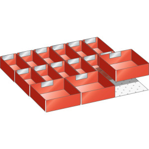 Zestaw skrzynek do pojemników LISTA (szer. x gł.) 459 x 510 mm, 15 cz., do wysokości przodu 100mm