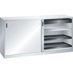Szafa narzędziowa LISTA, (szer. x gł. x wys.) 2000 x 580 x 1000 mm, 4 wysuwane tace, 2 szuflady, jasnoszara