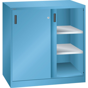 Szafka dostawna LISTA z drzwiami przesuwnymi (szer. x gł. x wys.) 1000 x 500 x 1000 mm, 2 regulowane półki, jasnoniebieski
