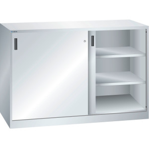 Szafka dostawna LISTA z drzwiami przesuwnymi (szer. x wys.) 1500 x 1000 mm, 4 regulowane półki, głębokość 500mm, jasnoszary