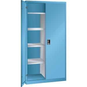 Szafa na bieliznę i do szatni LISTA, (szer. x gł. x wys.) 1000 x 500 x 1950 mm, 4 regulowane półki, jasnoniebieska, KEY Lock
