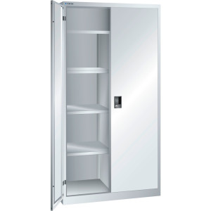 Szafa na bieliznę i do szatni LISTA, (szer. x gł. x wys.) 1000 x 500 x 1950 mm, 4 regulowane półki, jasnoszara, CODE Lock
