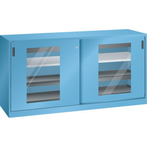 Szafa narzędziowa LISTA, (szer. x gł. x wys.) 2000 x 580 x 1000 mm, 4 wysuwane tace, 2 szuflady, jasnoniebieska
