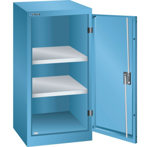 Szafa dostawna LISTA, (szer. x gł. x wys.) 500 x 500 x 1000 mm, 2 regulowane półki, jasnoniebieski, CODE Lock