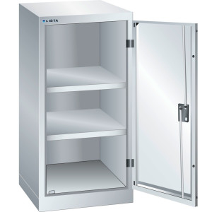 Szafa dostawna LISTA, (szer. x gł. x wys.) 500 x 500 x 1000 mm, 2 regulowane półki, jasnoszary, CODE Lock