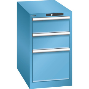 Szafa z szufladami LISTA 18x36E, (szer. x gł. x wys.) 411 x 725 x 700 mm, 3 szuflady, 2 x 150 / 1 x 300, jasnoniebieski, AUTO Lock