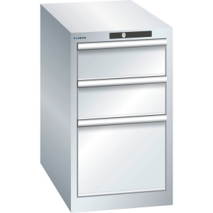 Szafa z szufladami LISTA 18x36E, (szer. x gł. x wys.) 411 x 725 x 700 mm, 3 szuflady, 2 x 150 / 1 x 300, jasnoszary, RFID Lock