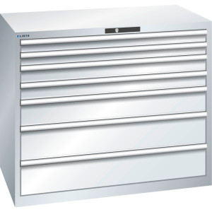 Szafa z szufladami LISTA 64x36E, (szer. x gł. x wys.) 1193 x 725 x 1000 mm, 7 szuflad udźwig 200 kg, jasnoszary, RFID Lock