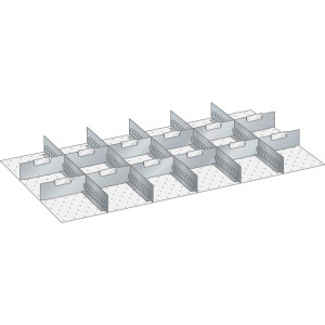 Zestaw ścianek szczelinowych i płyt rozdzielających LISTA 54x27E, (szer. x gł.) 918 x 459 mm, 5 ścianek szczelinowych, 12 płyt rozdzielających, do wysokości przodu 50 mm