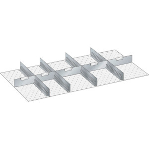 Zestaw ścianek szczelinowych i płyt rozdzielających LISTA 54x27E, (szer. x gł.) 918 x 459 mm, 4 ścianki szczelinowe, 5 płyt rozdzielających, do wysokości przodu 50 mm