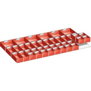 Zestaw skrzynek do pojemników LISTA 54x27E (szer. x gł.) 918 x 459 mm, 22 cz., do wysokości przodu 75 mm