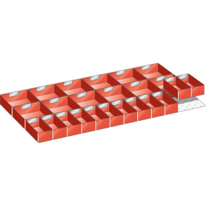Zestaw skrzynek do pojemników LISTA 54x27E (szer. x gł.) 918 x 459 mm, 24 cz., do wysokości przodu 100mm