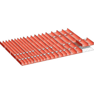 Zestaw zagłębień (niecek) LISTA 54x36E, (szer. x gł. x wys.) 918 x 612 x 50 mm, 64 cz.