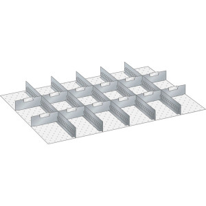 Zestaw ścianek szczelinowych i płyt rozdzielających LISTA 54x36E, (szer. x gł.) 918 x 612 mm, 5 ścianek szczelinowych, 12 płyt rozdzielających, do wysokości przodu 250mm