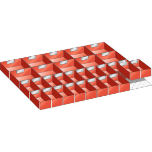 Zestaw skrzynek do pojemników LISTA 45x36E, (szer. x gł.) 765 x 612 mm, 30 cz., do wysokości przodu 50 mm