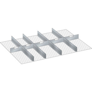 Zestaw ścianek szczelinowych i płyt rozdzielających LISTA 54x36E, (szer. x gł.) 918 x 612 mm, 4 ścianki szczelinowe, 5 płyt rozdzielających, do wysokości przodu 100mm