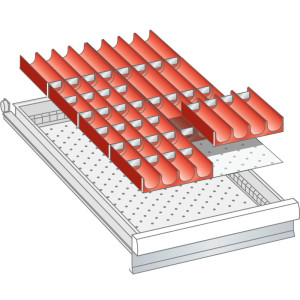 Zestaw zagłębień (niecek) LISTA 18x36E, (szer. x gł. x wys.) 306 x 612 x 50 mm, 48 cz.
