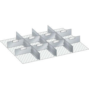 Zestaw ścianek szczelinowych i płyt rozdzielających LISTA 36x27E, (szer. x gł. x wys.) 612 x 459 x 75 mm, 3 ścianki szczelinowe, 8 płyt rozdzielających