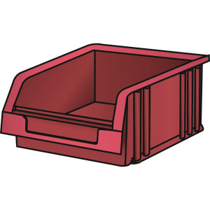 Pojemnik z otwartym frontem LISTA, wys. x szer. x głęb. 50 x 101 x 90 mm, rozmiar 2, czerwony