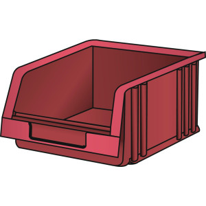 Pojemnik z otwartym frontem LISTA, wys. x szer. x głęb. 75 x 103 x 164 mm, rozmiar 3, czerwony