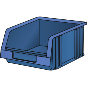 Pojemnik z otwartym frontem LISTA, wys. x szer. x głęb. 75 x 103 x 164 mm, rozmiar 3, niebieski