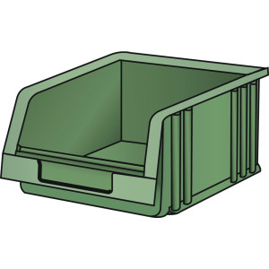 Pojemnik z otwartym frontem LISTA, wys. x szer. x głęb. 75 x 103 x 164 mm, rozmiar 3, zielony
