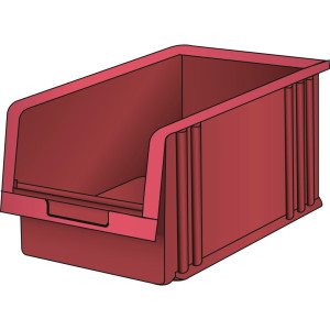 Pojemnik z otwartym frontem LISTA, wys. x szer. x głęb. 198 x 210 x 343 mm, rozmiar 5, czerwony