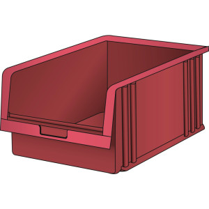 Pojemnik z otwartym frontem LISTA, wys. x szer. x głęb. 199 x 311 x 492 mm, rozmiar 6, czerwony