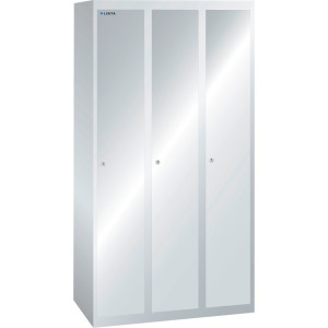 Szafa do szatni LISTA, (gł. x wys.) 500 x 1700 mm, bez podstawy, 3 komory, zamek cylindryczny