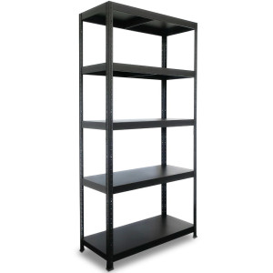 Metalowy regał wtykowy HEMMDAL, obciążenie półki 130 kg, wys. x szer. x gł. 1 800 x 900 x 400 mm, kolor czarny