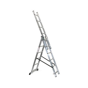 Aluminiowa drabina przesuwna BASIC 3 w 1, wysokość robocza 4,86 m