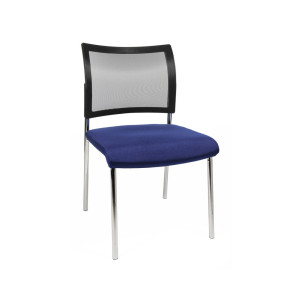 Krzesło dla gości Topstar® Classic z oparciem siatkowym + stelaż 4-nożny, niebieskie